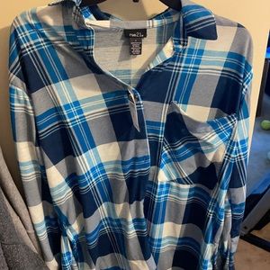 Blue and white flannel new with tags